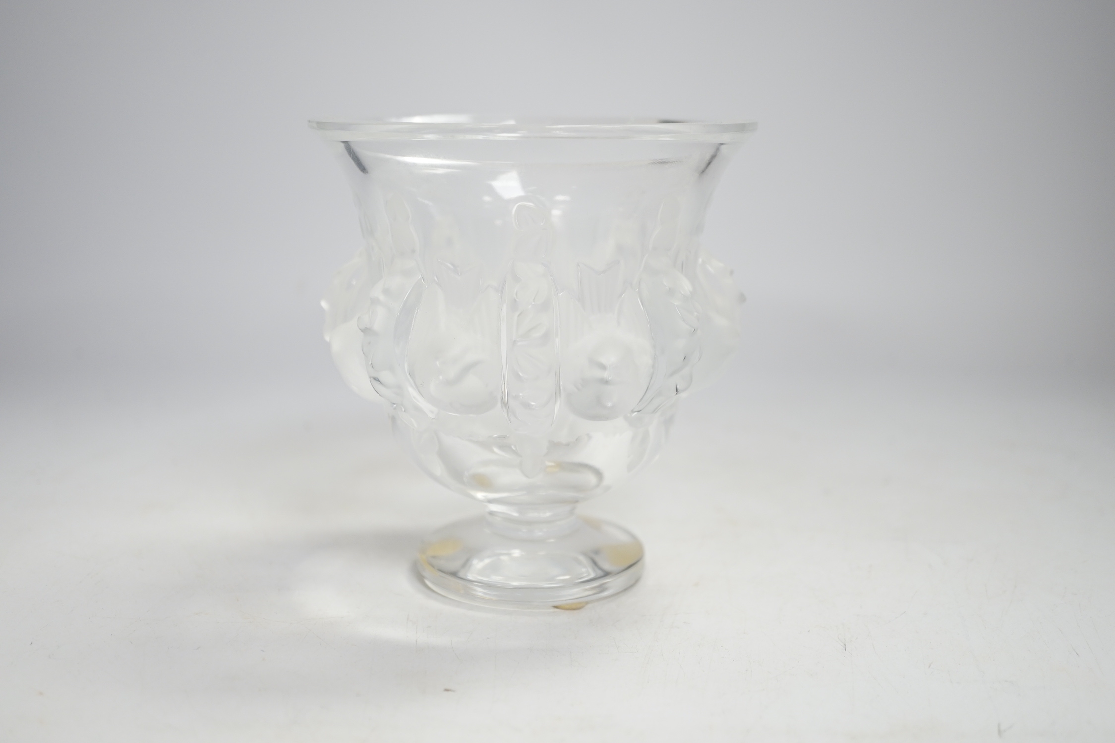 A Lalique glass vase, engraved on base, 12.5cm high